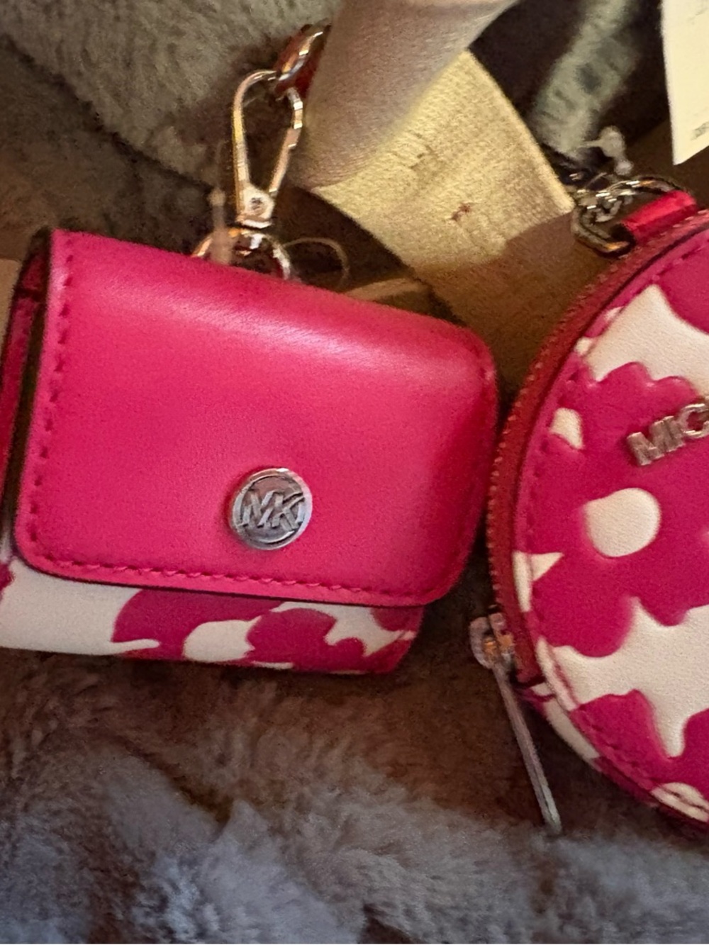 Michael Kors White and Hot Pink Floral Crossbody with Coin Pouch - Picture 5 of 9